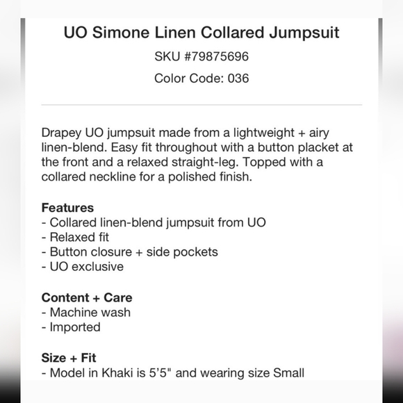 UO Simone Linen Collared Jumpsuit - Picture 6 of 8
